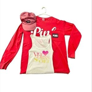 Victoria secret pink Oversized Shirt tank top& Hat